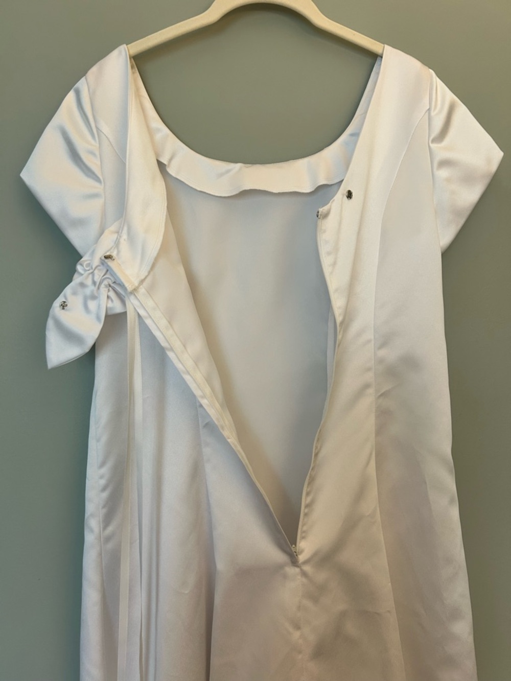 Vintage 80’s White Satin Women’s Gown Homemade Scoop-Neck Full A-Line Skirt - Picture 10 of 11